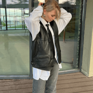 Leren vest/gilet/bikervest